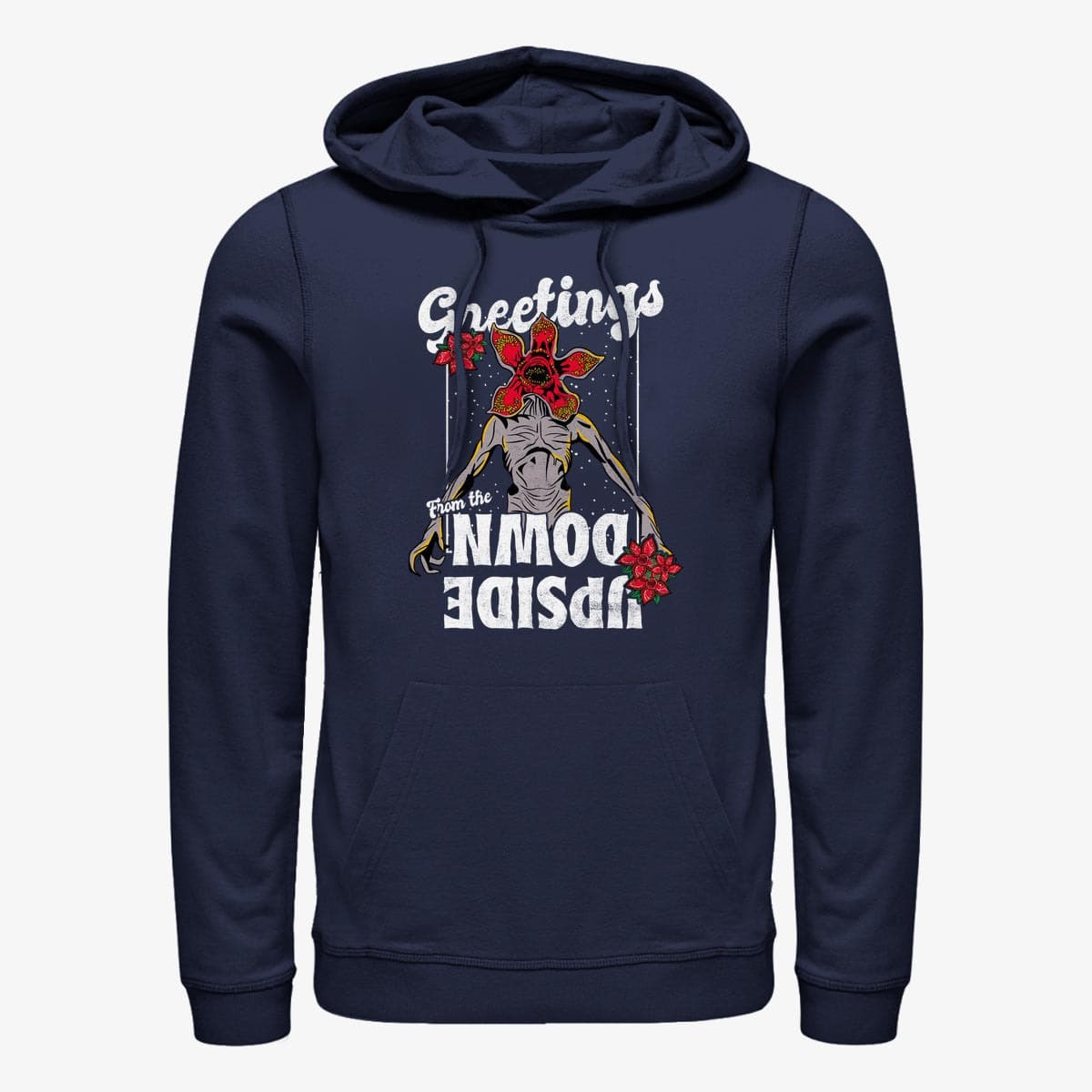 Hoodies and sweatshirts  Merch Netflix Stranger Things - Demogorgon Season's Greetings Unisex Hoodie Navy Blue