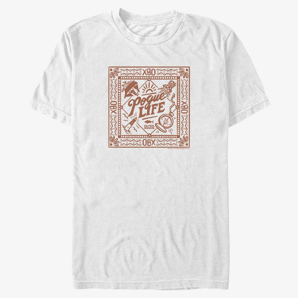 T-särgid Merch Netflix Outer Banks - Square Badge Unisex T-Shirt White