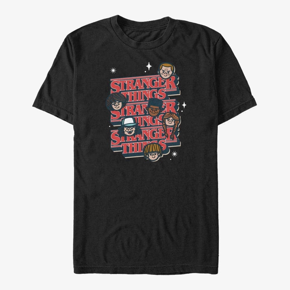 T-shirts Merch Netflix Stranger Things - ST Toon Stack Unisex T-Shirt Black
