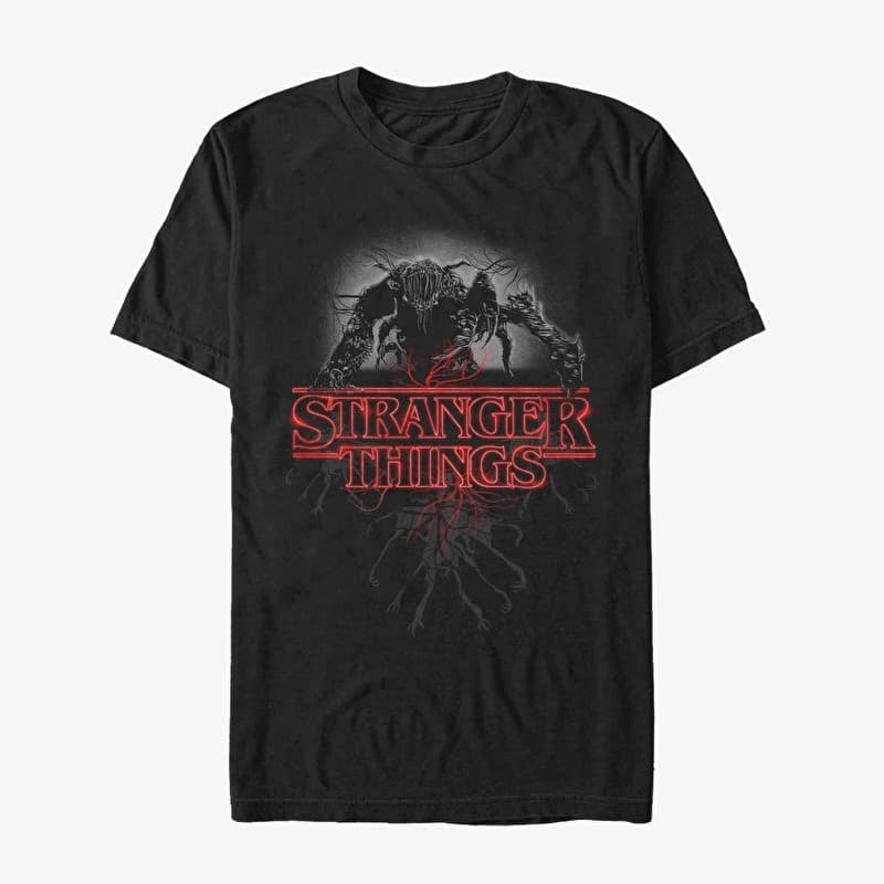 Merch Netflix Stranger Things - Logo Demo Glow Unisex T-Shirt Black