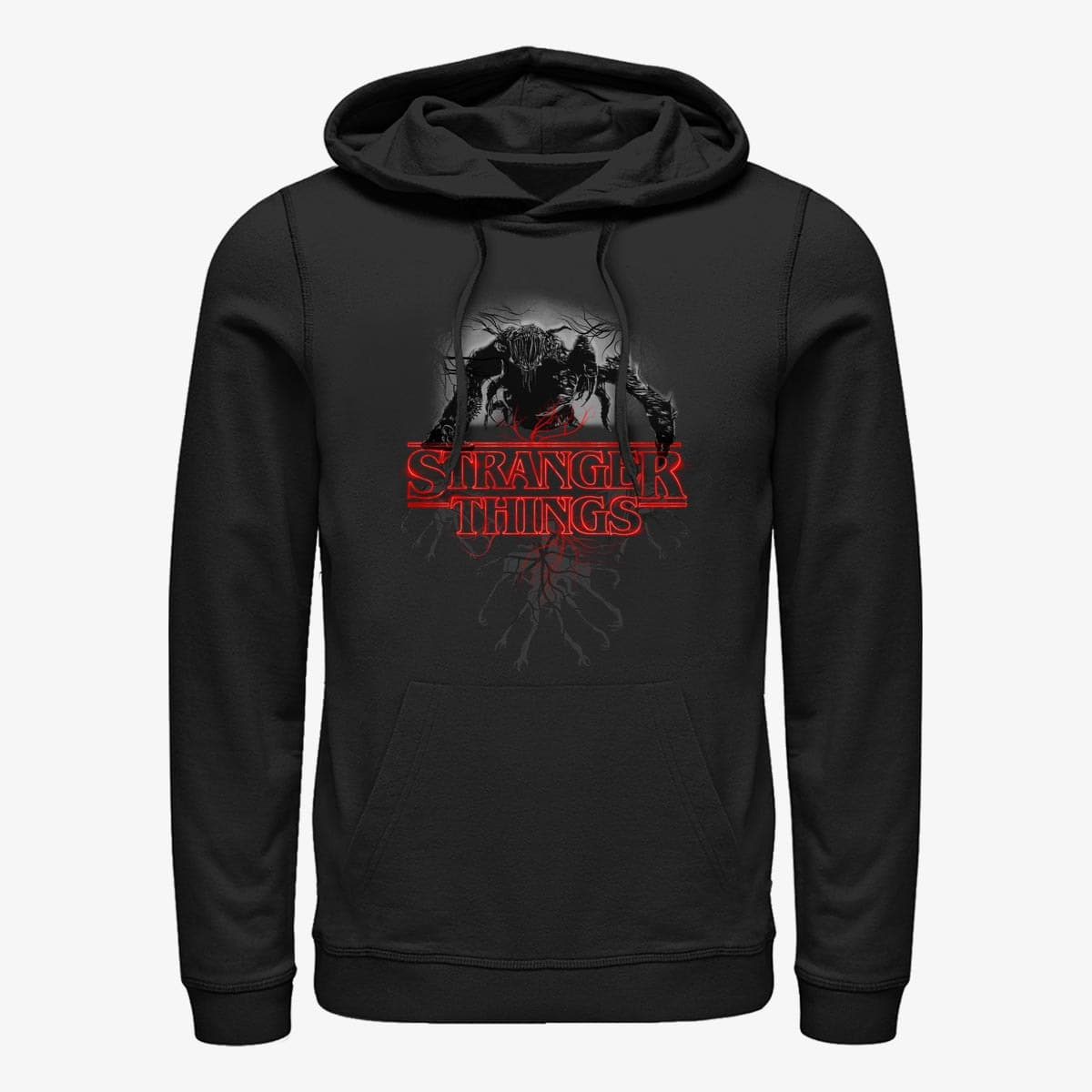 Dukserice Merch Netflix Stranger Things - Logo Demo Glow Unisex Hoodie Black