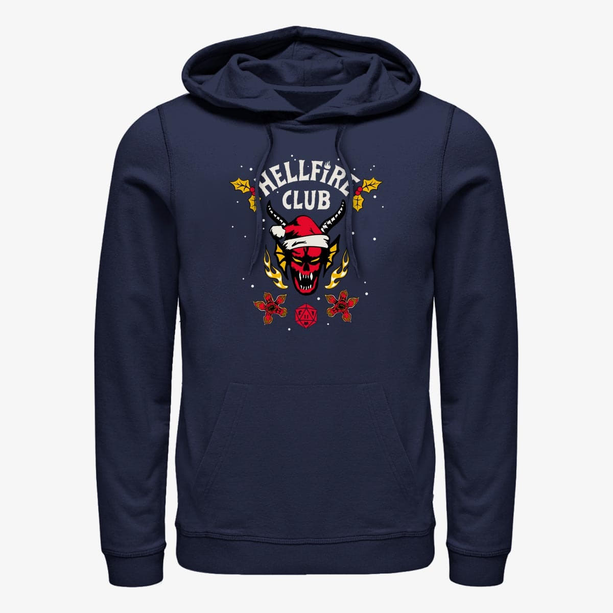 Толстовки та реглани Merch Netflix Stranger Things - A Hellfire Holiday Unisex Hoodie Navy Blue