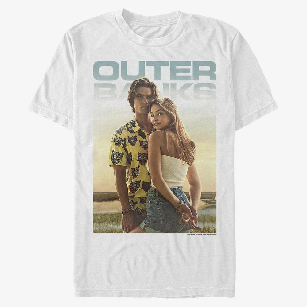 Magliette Merch Netflix Outer Banks - Poster Couple Unisex T-Shirt White