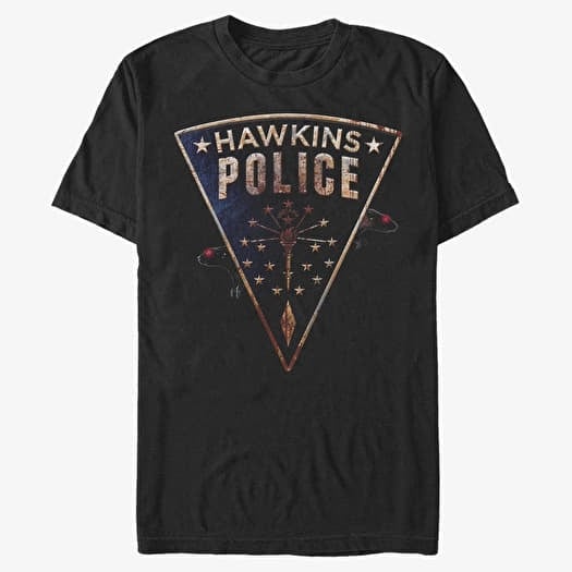 Marškinėliai Merch Netflix Stranger Things - Hawkins Police Rats Unisex T-Shirt Black
