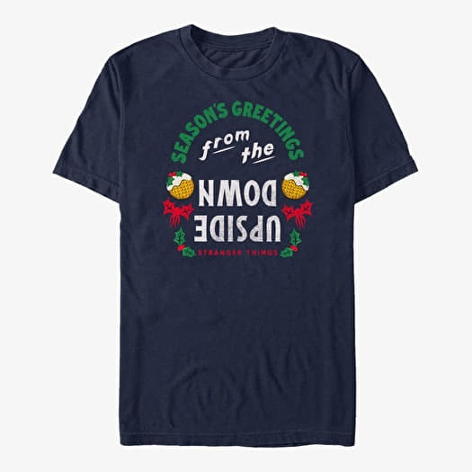 T-shirt Merch Netflix Stranger Things - Greetings From Upside Down Unisex T-Shirt Navy Blue