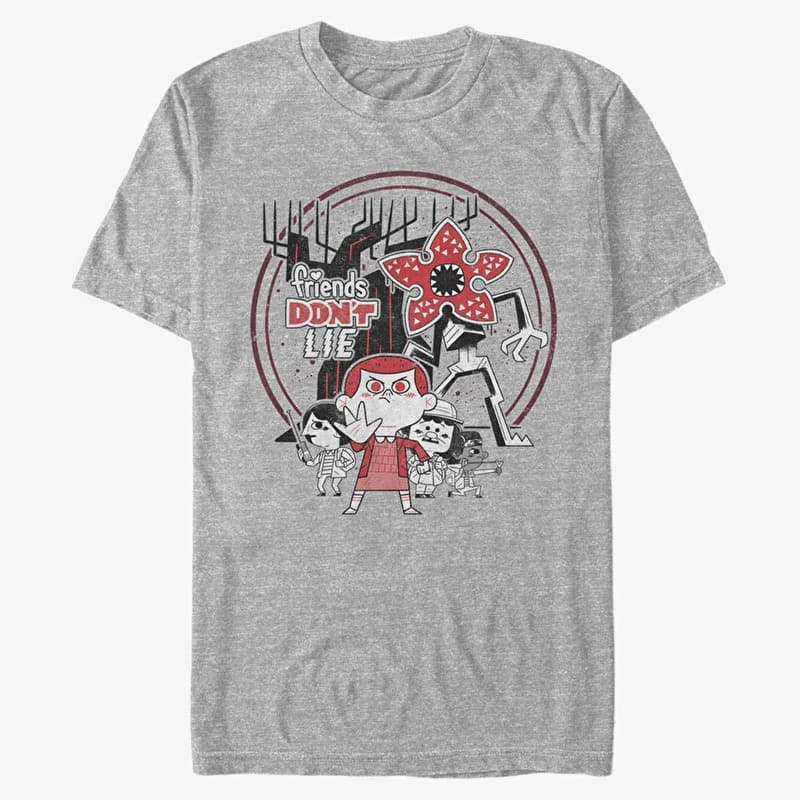 Merch Netflix Stranger Things - Chibi Things Unisex T-Shirt Heather Grey
