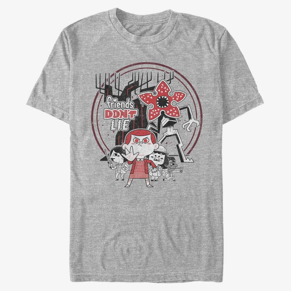 T-shirts Merch Netflix Stranger Things - Chibi Things Unisex T-Shirt Heather Grey