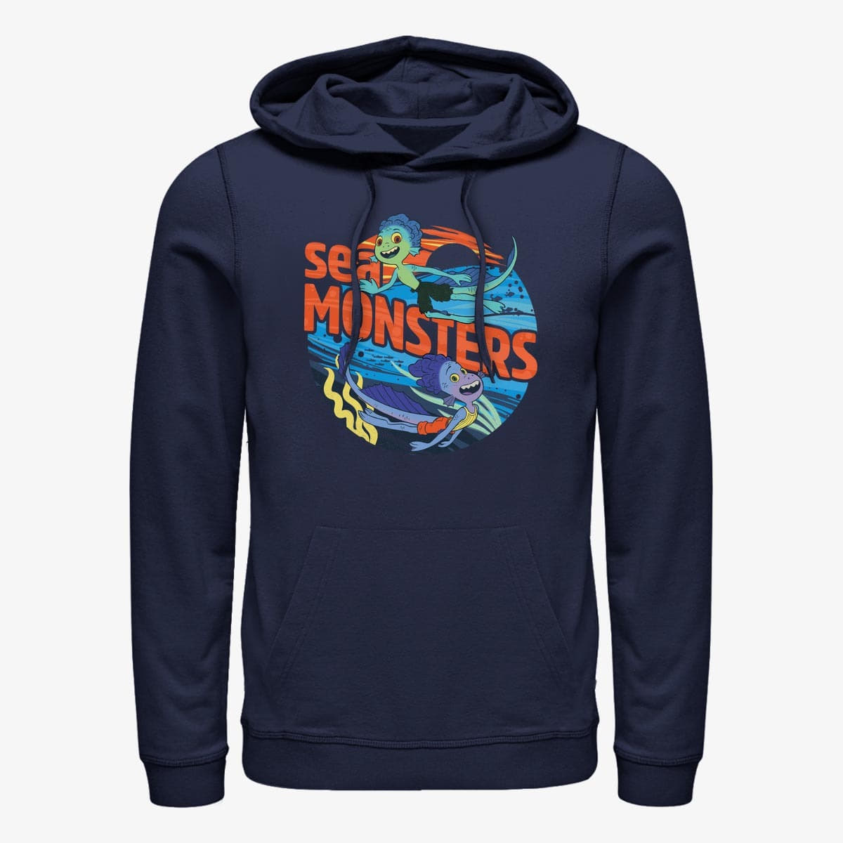 Pulóverek Merch Pixar Luca - Sea monster circle Unisex Hoodie Navy Blue