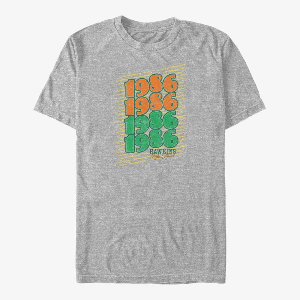 majice kratkih rukava Merch Netflix Stranger Things - 1986 Hawkins High School Unisex T-Shirt Heather Grey