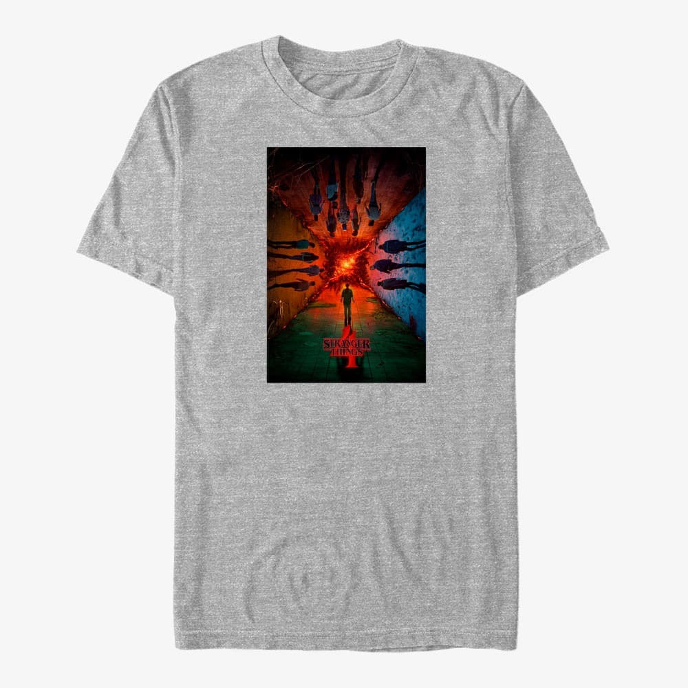 Pólók Merch Netflix Stranger Things - S4 Main Poster Unisex T-Shirt Heather Grey