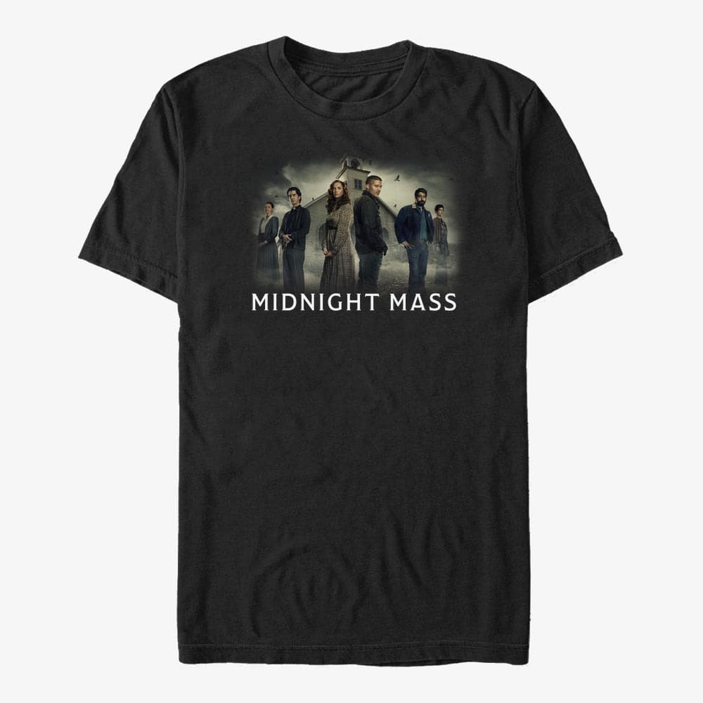 Pólók Merch Netflix Midnight Mass - Cast Poster Unisex T-Shirt Black