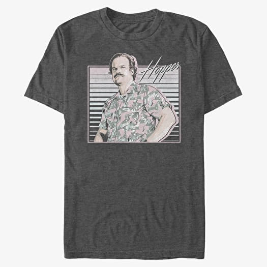 T-shirt Merch Netflix Stranger Things - Hawaiian Hopper Unisex T-Shirt Dark Heather Grey