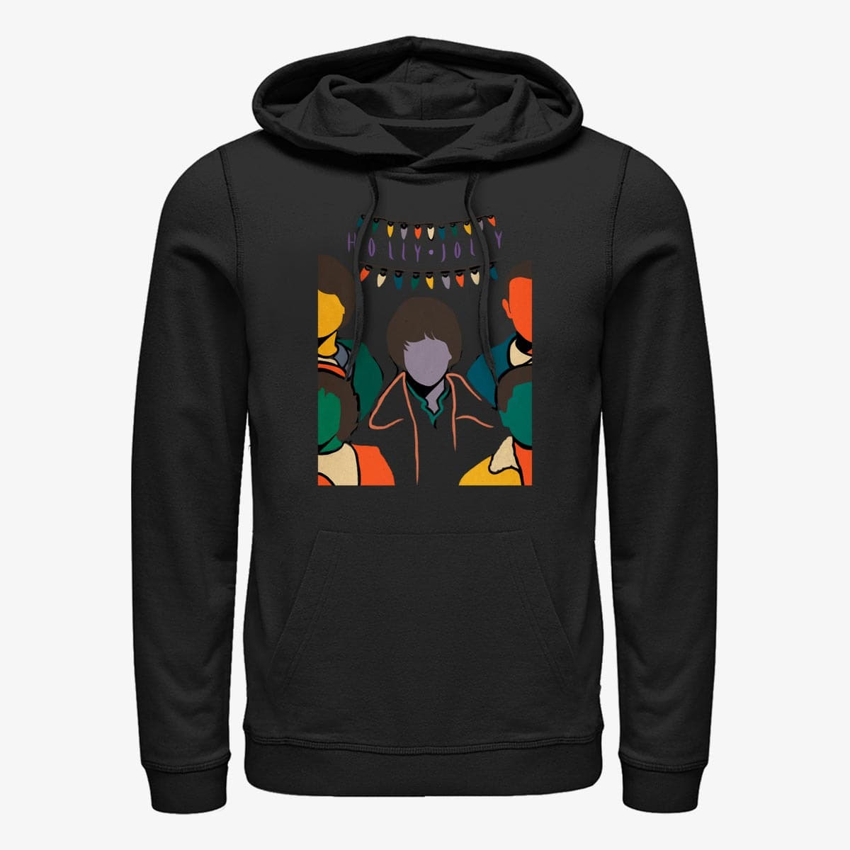 Sweaters Merch Netflix Stranger Things - Holly Jolly Paint Unisex Hoodie Black