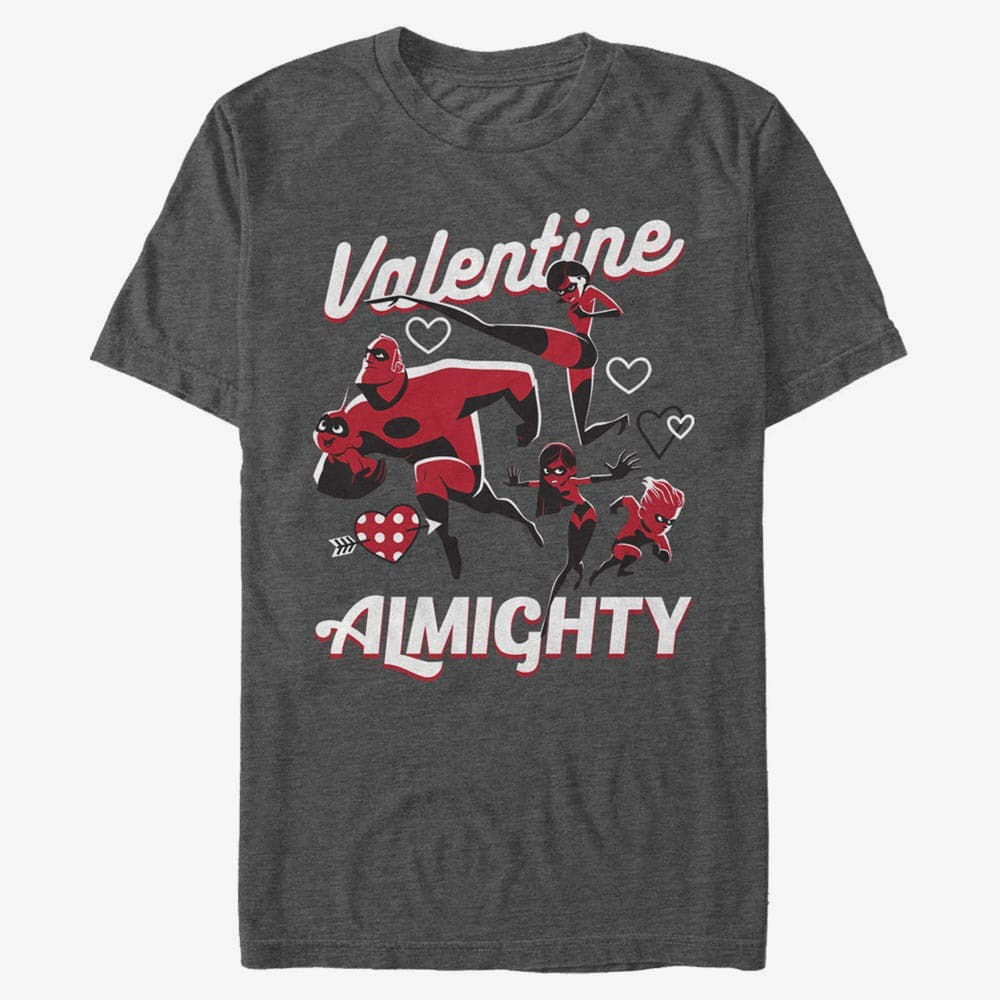 T-Shirts Merch Pixar Incredibles - Valentine Almighty Unisex T-Shirt Dark Heather Grey