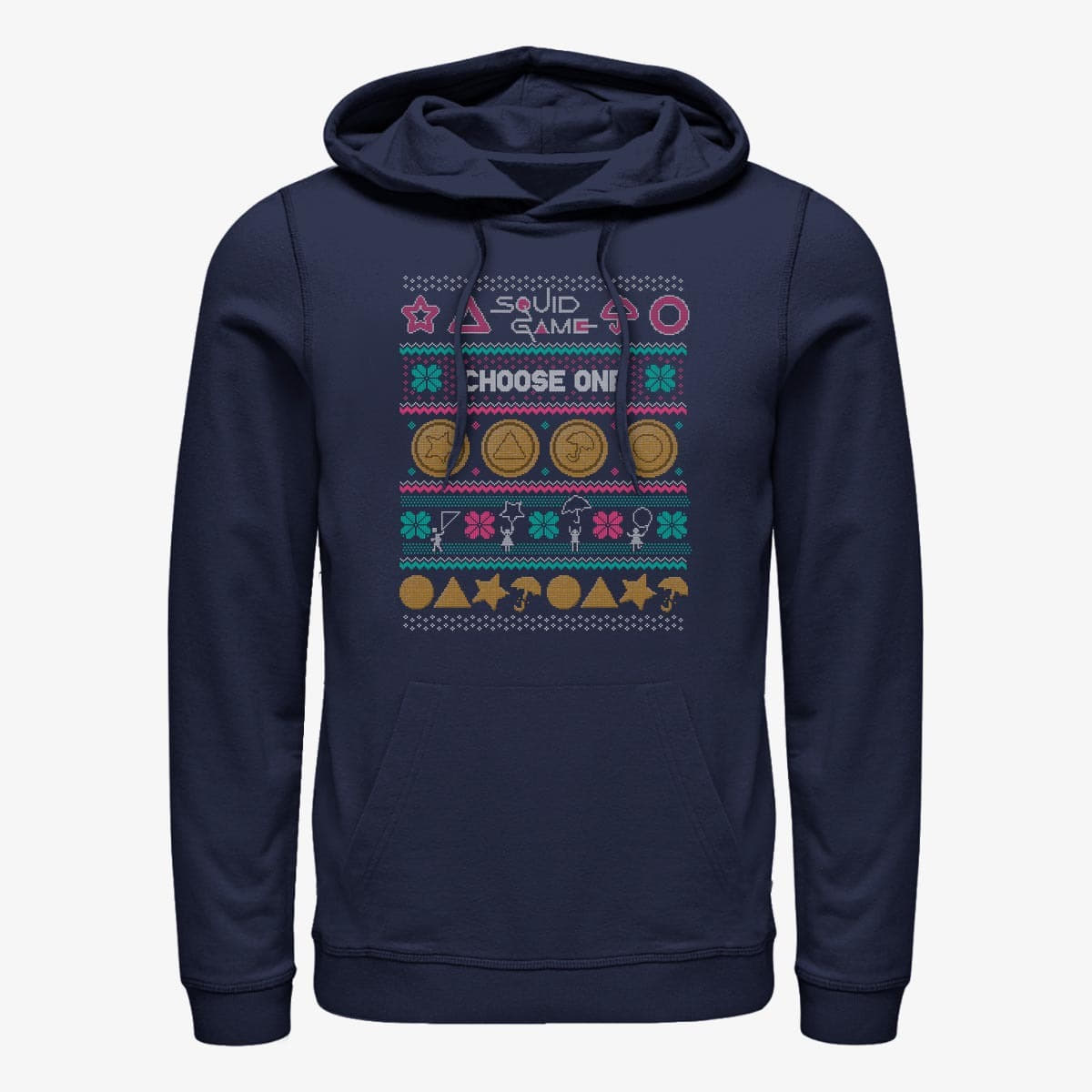 Hoodies and sweatshirts  Merch Netflix Squid Game - DAGALOG COOKIE UGLY SWEATER Unisex Hoodie Navy Blue