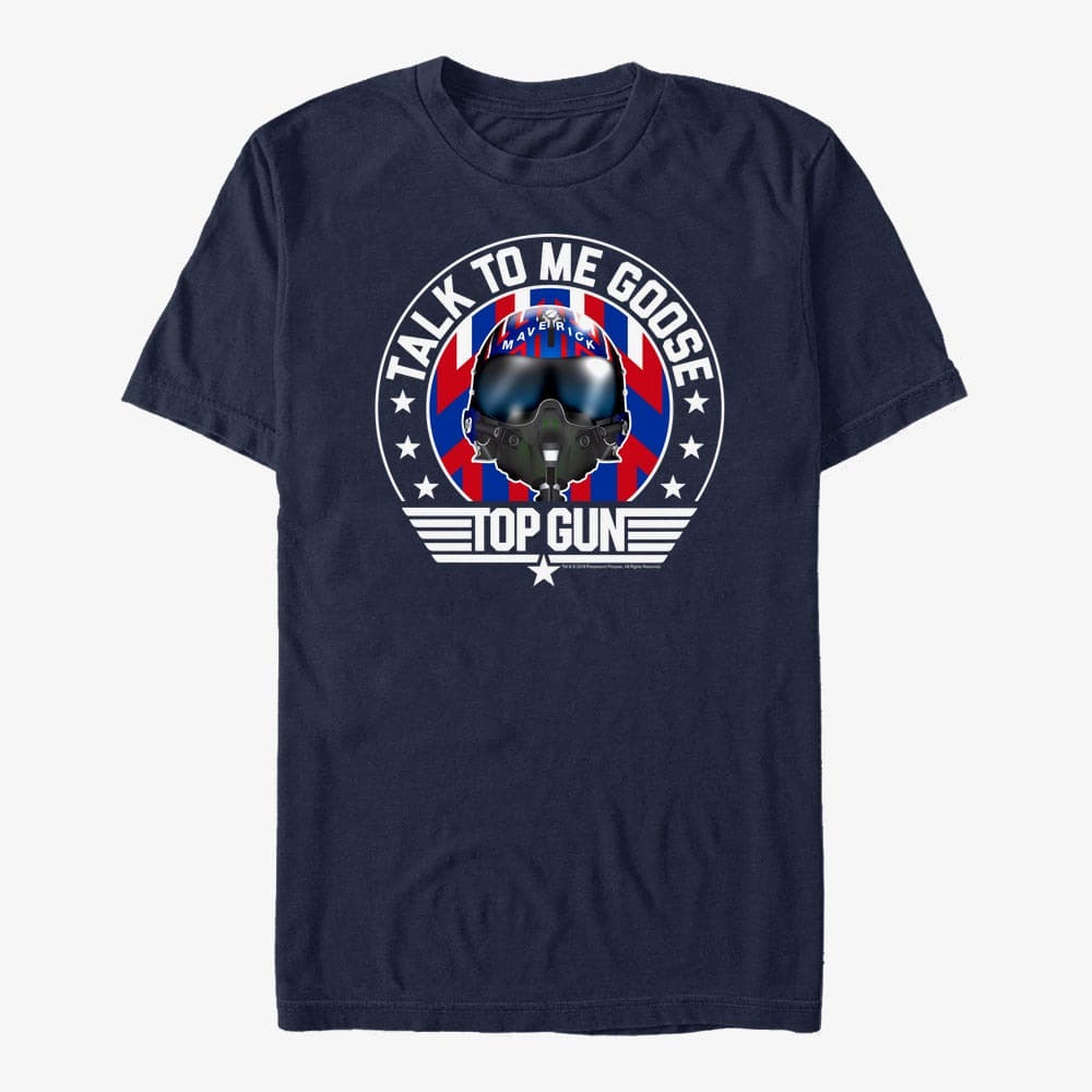 T-särgid Merch Paramount Top Gun - Helmet Round Unisex T-Shirt Navy Blue