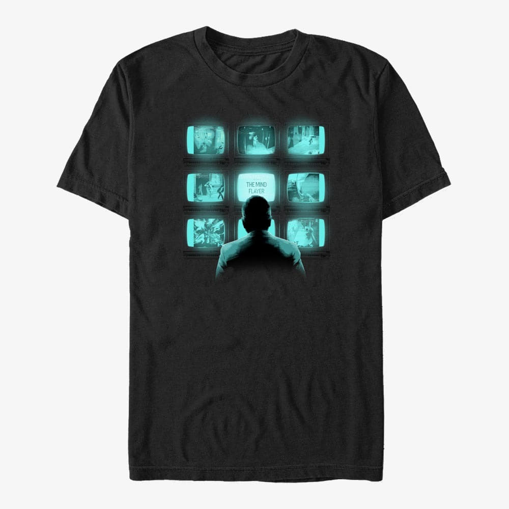 T-krekli Merch Netflix Stranger Things - The Mind Flayer Screens Unisex T-Shirt Black
