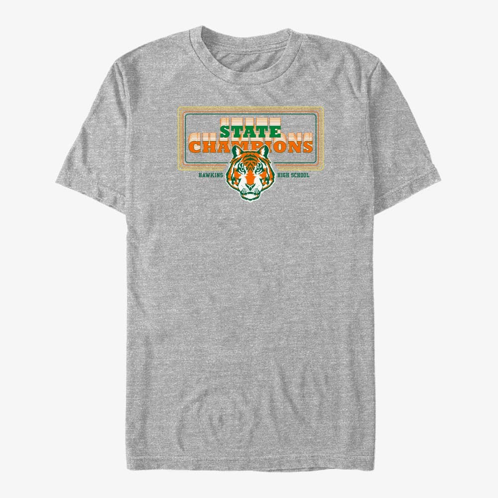 Pólók Merch Netflix Stranger Things - Hawkins High School Unisex T-Shirt Heather Grey