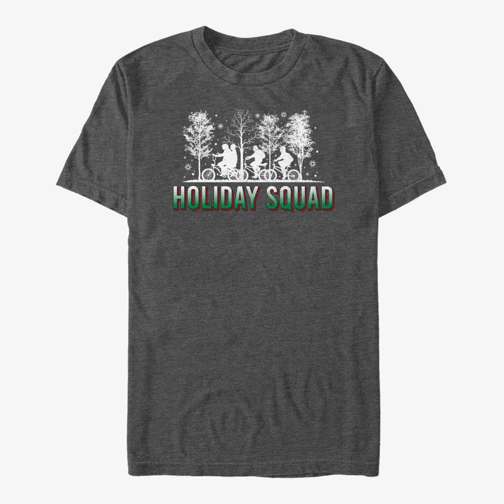 T-shirts Merch Netflix Stranger Things - Holiday Squad Unisex T-Shirt Dark Heather Grey