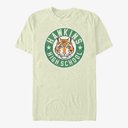 Marškinėliai Merch Netflix Stranger Things - Hawkins High Tiger Emblem Unisex T-Shirt Natural