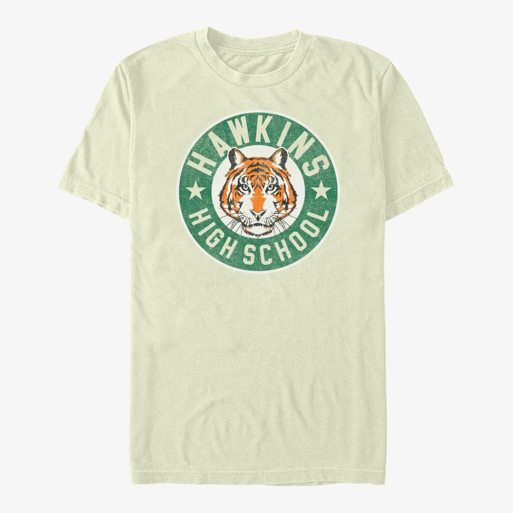 majice kratkih rukava Merch Netflix Stranger Things - Hawkins High Tiger Emblem Unisex T-Shirt Natural