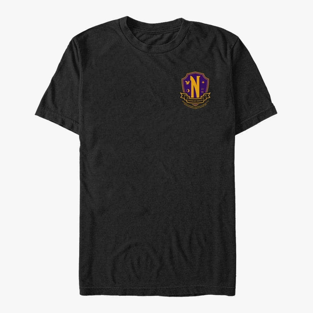 T-shirts Merch MGM Wednesday - NEVERMORE CREST SMALL Unisex T-Shirt Black