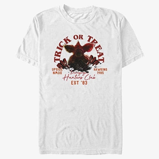 Maglietta Merch Netflix Stranger Things - Trick Or Treat Hunters Unisex T-Shirt White