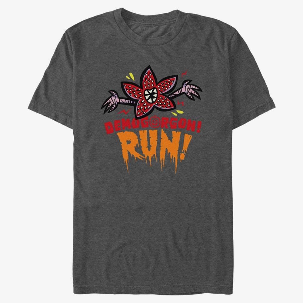 T-Shirts Merch Netflix Stranger Things - Run Unisex T-Shirt Dark Heather Grey