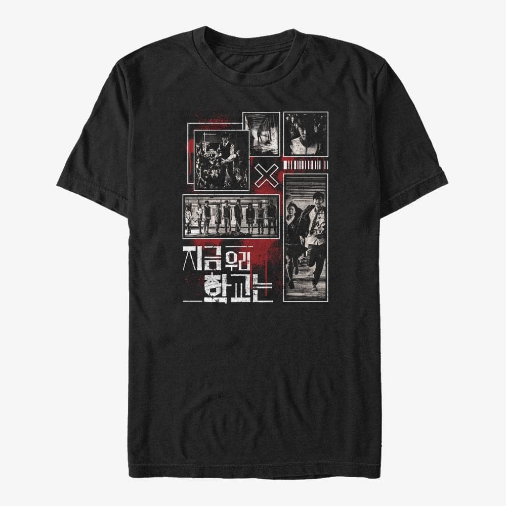 Marškinėliai Merch Netflix All Of Us Are Dead - AOUAD Street Collage Unisex T-Shirt Black