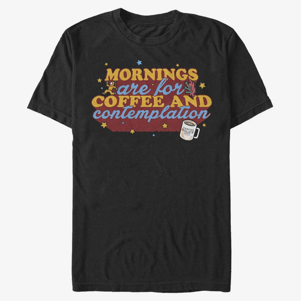Tricouri  Merch Netflix Stranger Things - Coffee Contemplations Unisex T-Shirt Black