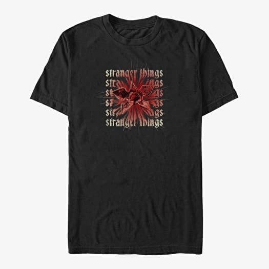 T-shirt Merch Netflix Stranger Things - Demogorgon Text Stack Unisex T-Shirt Black