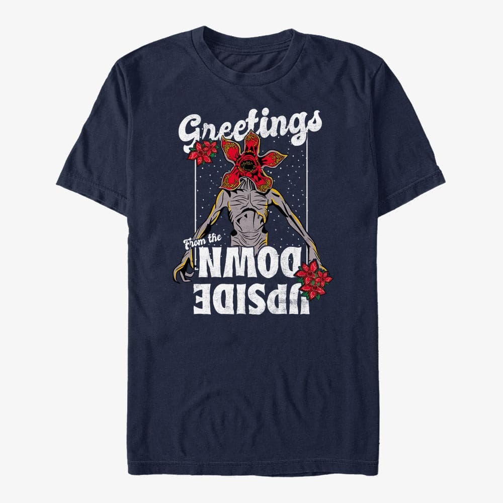 T-shirts Merch Netflix Stranger Things - Demogorgon Season's Greetings Unisex T-Shirt Navy Blue