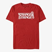 Merch Netflix Stranger Things - Stranger Snowflakes Logo Unisex T-Shirt Red