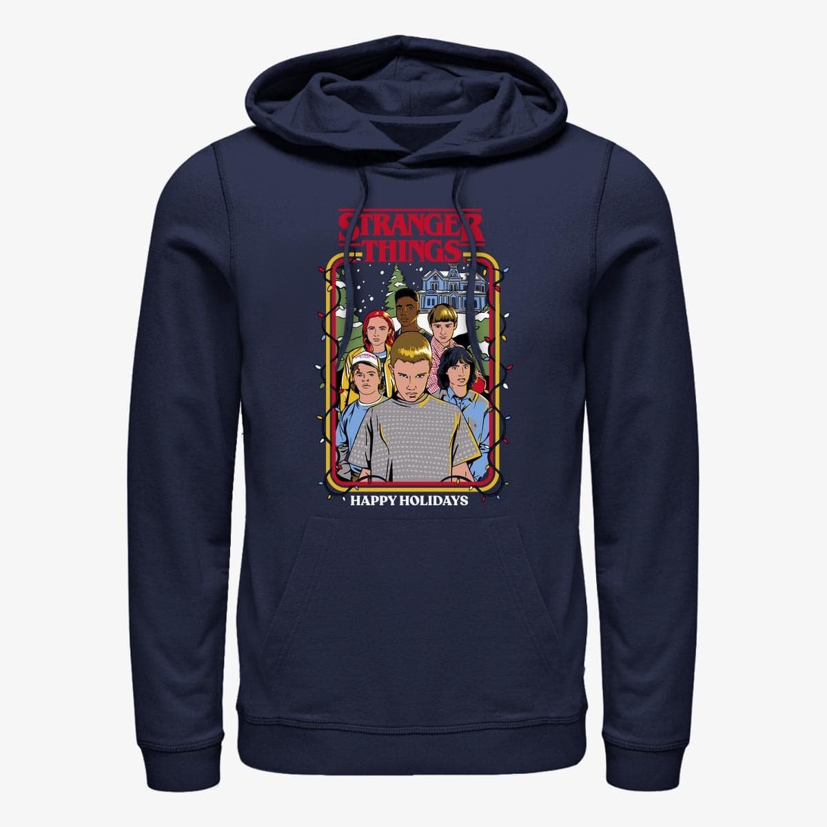 Sweatshirts Merch Netflix Stranger Things - Snowy Group Unisex Hoodie Navy Blue