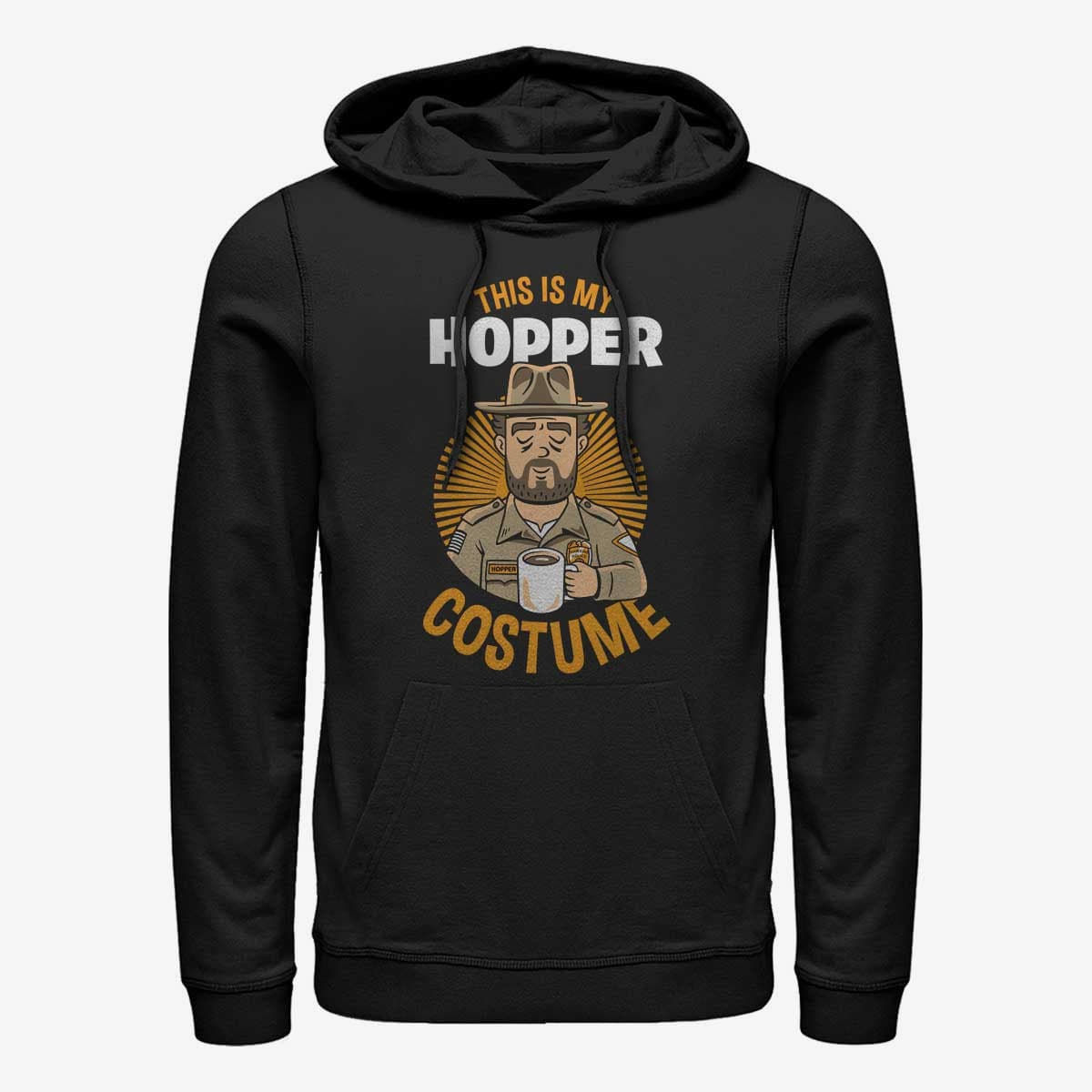 Dukserice Merch Netflix Stranger Things - Hopper Costume Unisex Hoodie Black