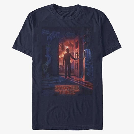 Tričko Merch Netflix Stranger Things - Will Open Door Poster Unisex T-Shirt Navy Blue
