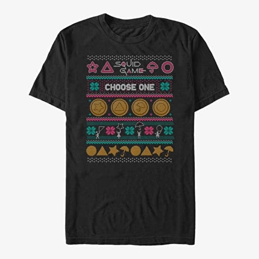 Tričko Merch Netflix Squid Game - DAGALOG COOKIE UGLY SWEATER Unisex T-Shirt Black