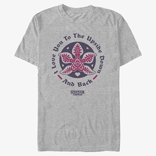Tricou Merch Netflix Stranger Things - Upside Down Love Unisex T-Shirt Heather Grey