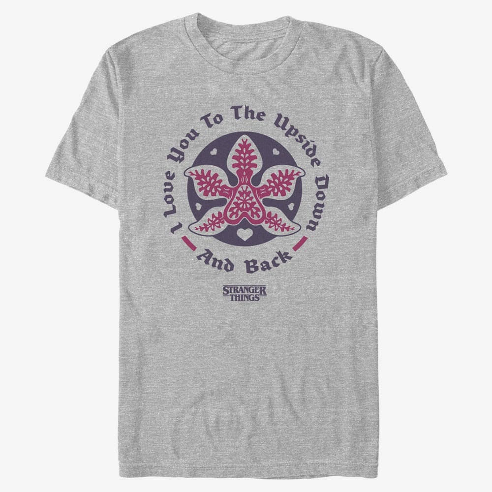 Magliette Merch Netflix Stranger Things - Upside Down Love Unisex T-Shirt Heather Grey