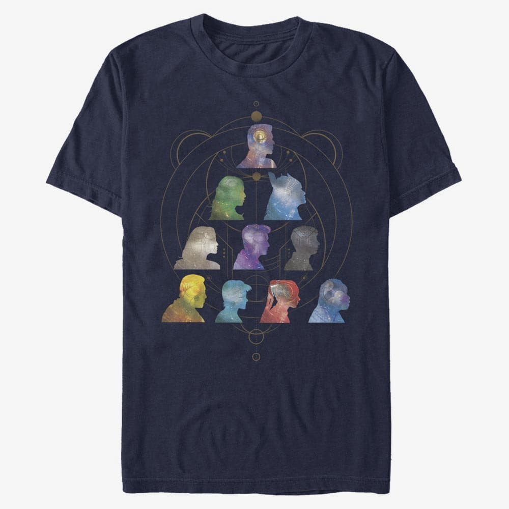 Camisetas Merch Marvel The Eternals - SILHOUETTE HEADS Unisex T-Shirt Navy Blue