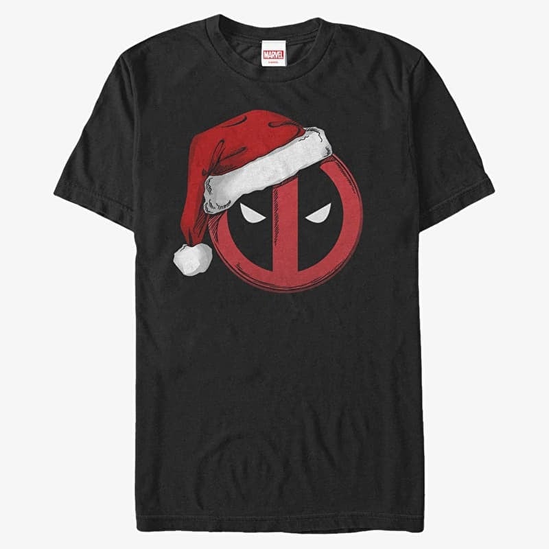 Merch Marvel Deadpool - Deadpool Santa Hat Unisex T-Shirt Black