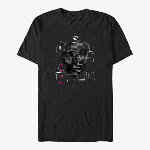 T-krekls Merch Netflix Squid Game - Front Man Glitch Unisex T-Shirt Black