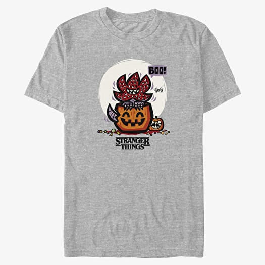T-shirt Merch Netflix Stranger Things - Demodog Jackolantern Unisex T-Shirt Heather Grey