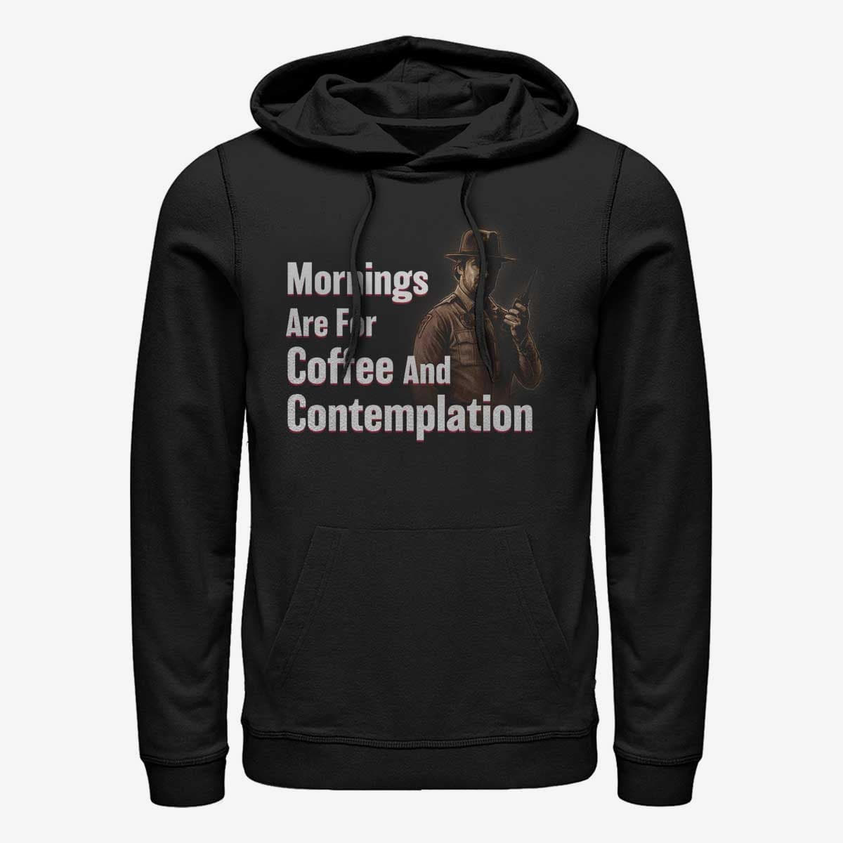Sweatshirts Merch Netflix Stranger Things - Coffee and Contemplation Unisex Hoodie Black