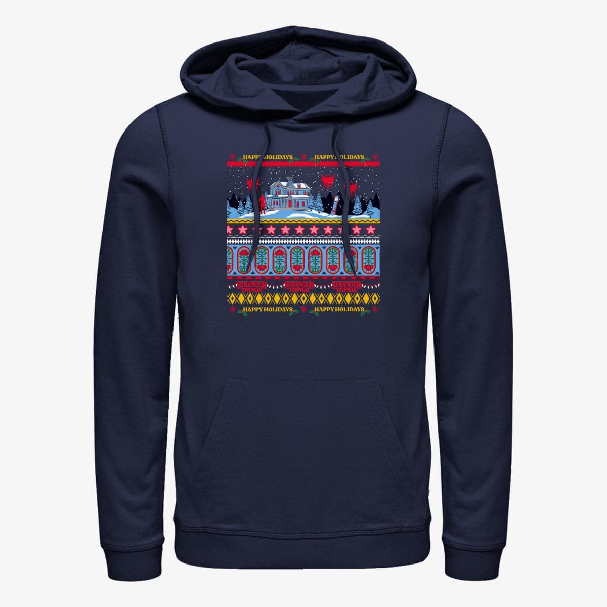 Hoodies and sweatshirts  Merch Netflix Stranger Things - Creel House Sweater Unisex Hoodie Navy Blue