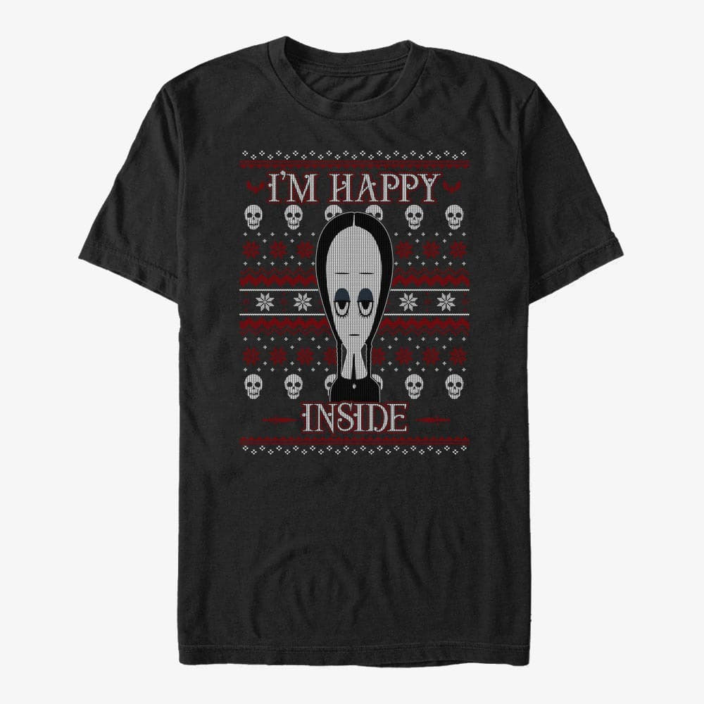 T-shirts Merch MGM The Addams Family - Happy Inside Unisex T-Shirt Black