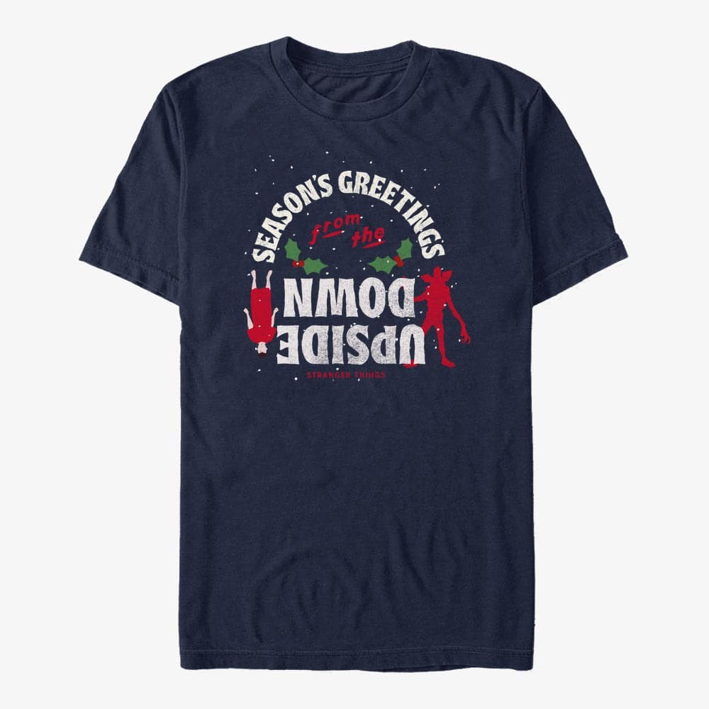 T-shirts Merch Netflix Stranger Things - Season's Greetings Unisex T-Shirt Navy Blue