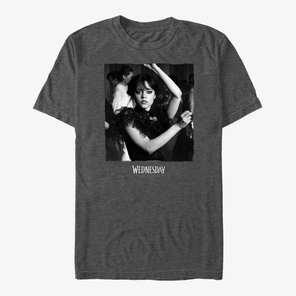 T-shirts Merch MGM Wednesday - WEDNESDAY DANCE BW Unisex T-Shirt Dark Heather Grey