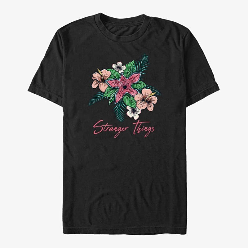 Merch Netflix Stranger Things - Floral Things Unisex T-Shirt Black