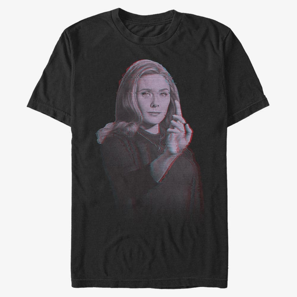 Pólók Merch Marvel WandaVision - WANDA VIDEO GLITCH OVERLAY Unisex T-Shirt Black